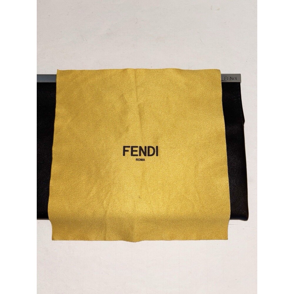 FENDI Leather Glasses Sunglasses Soft Case Black Magnetic Closure with cloth